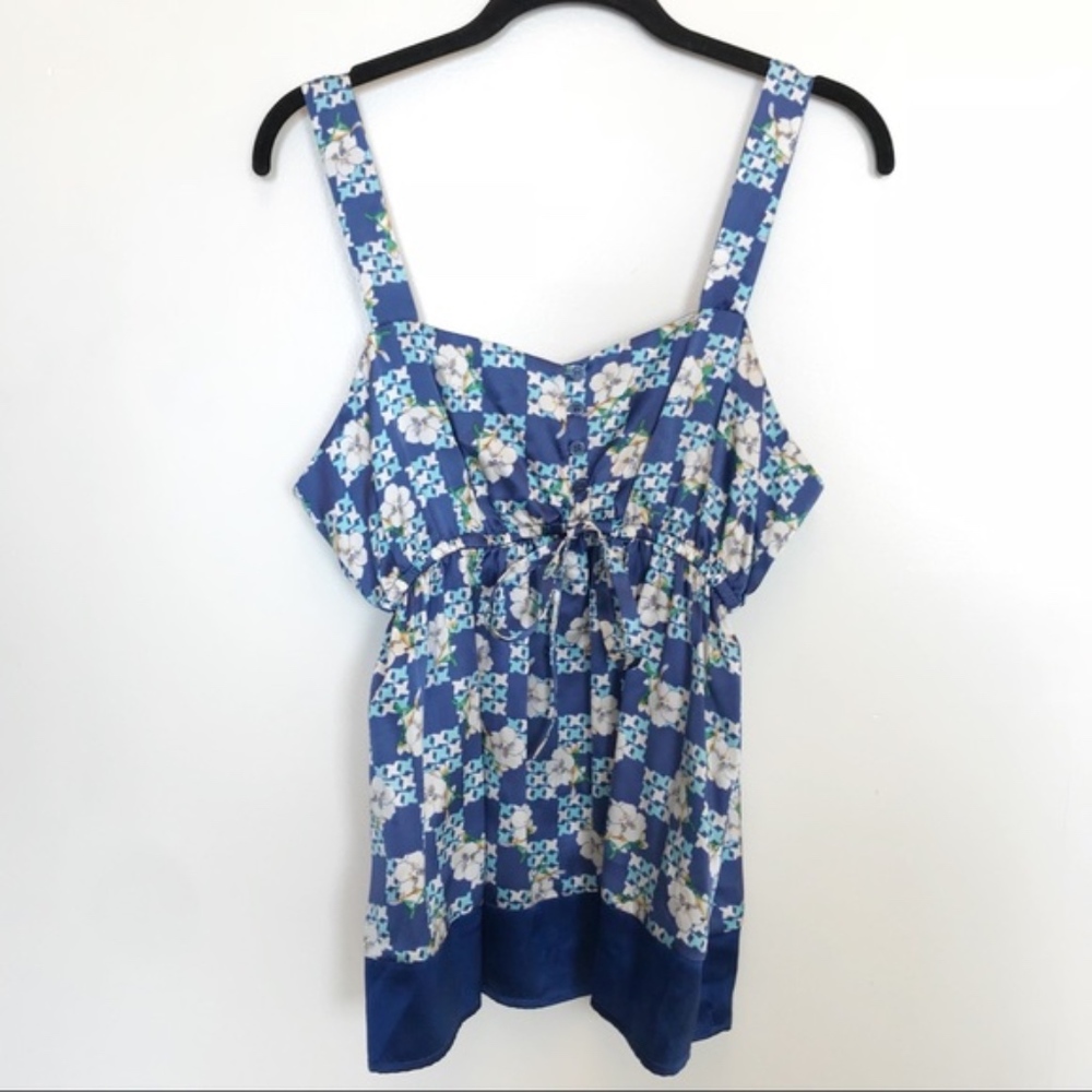 Yumi Kim | Blue Floral Silk Tie Top
